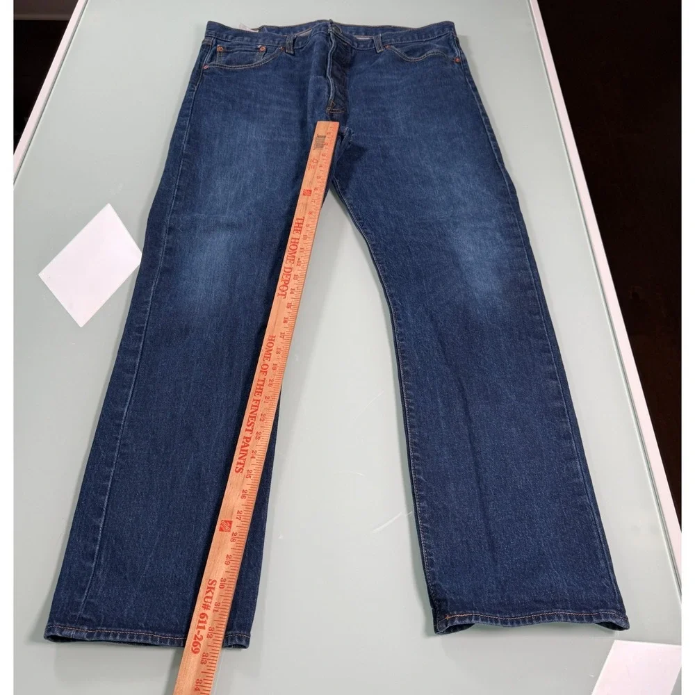 Levis 501 Original Fit Button Fly Jeans Mens 40x34 Dark Wash Straight Leg Preppy